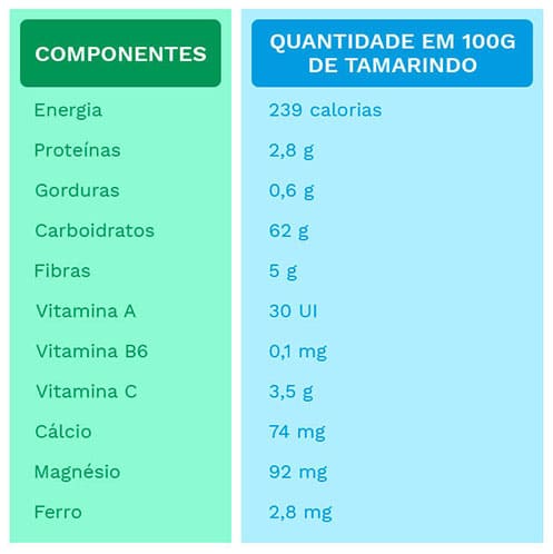 tamarindo: tabela nutricional